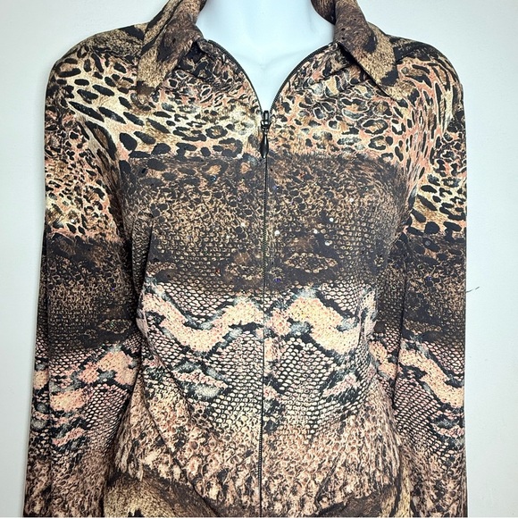 Joseph Ribkoff Polo Collar Jacket Brown Tan - Picture 2 of 8